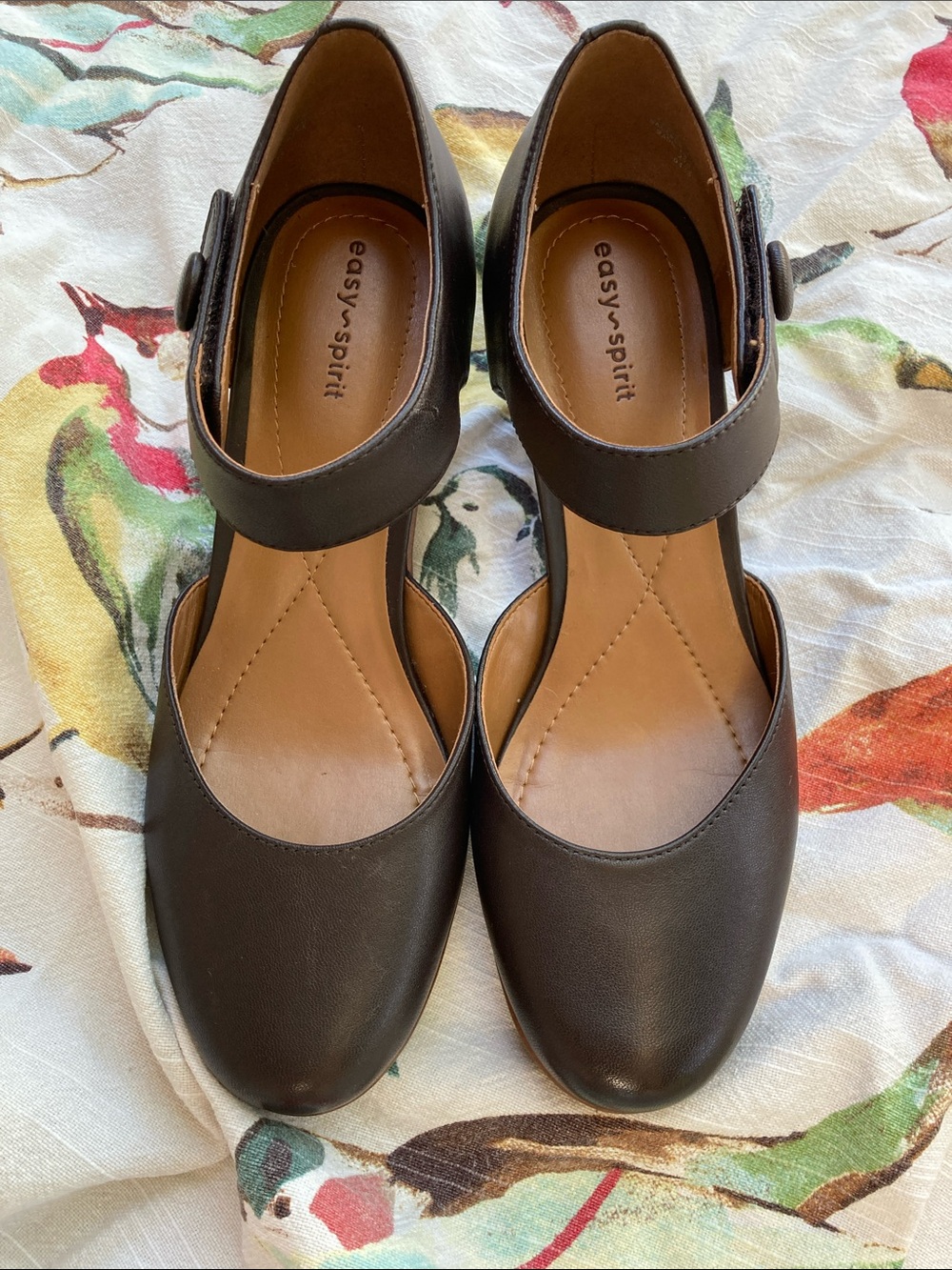 NWOB Easy Spirit Leather Upper Mary Jean w/ Velcro Closure 8M, Dark Brown